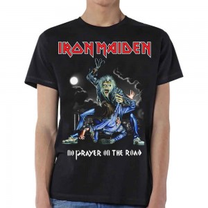 Iron Maiden Unisex T-Shirt: No Prayer On The Road (Black) (Medium)